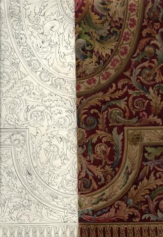 Design sketch for a carpet in the First Class lounge of the Cunard Liner RMS ‘Aquitania’ launched in 1913 