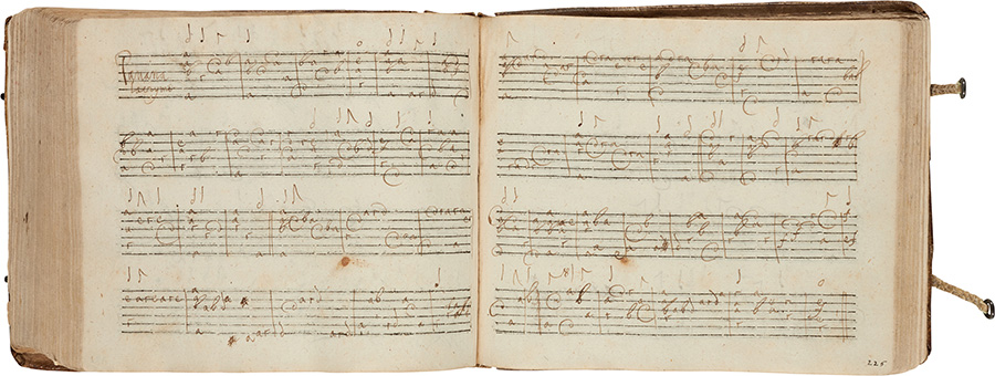 Manuscript opened to reveal tablature 