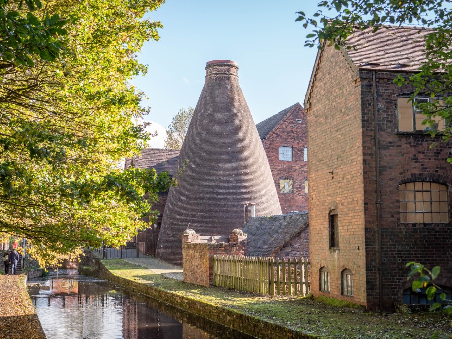 Industrial building next to a canal