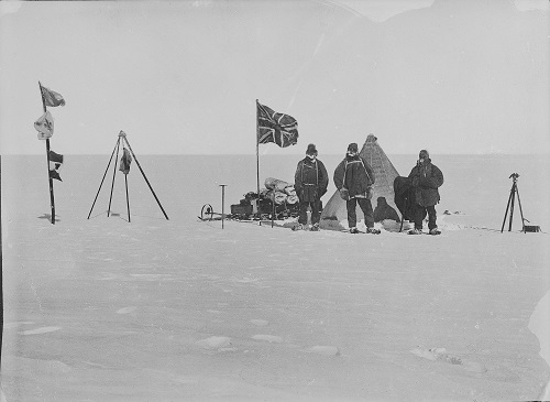 Christmas camp on the plateau with a loaded sledge