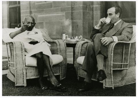 Ghandi and Mountbatten taking tea at Broadlands.