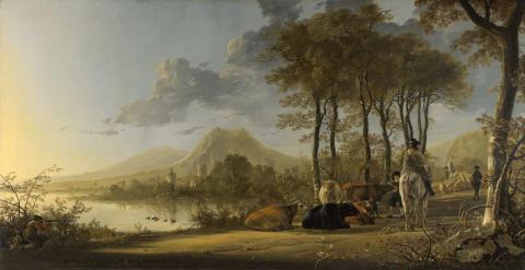 River Landscape with Horseman and Peasants by Cuyp River Landscape with Horseman and Peasants by Cuyp