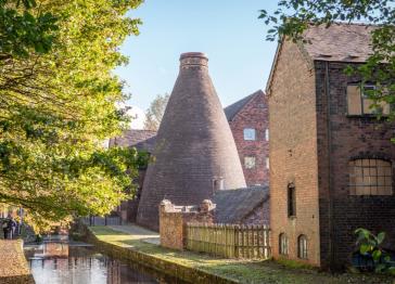 Industrial buildings next to a canal
